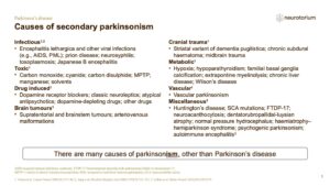 Causes of secondary parkinsonism